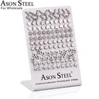 Серьги-гвоздики ASONSTEEL для женщиндевушек, 60 парлот различных форм, нержавеющая сталь, серебристый цвет, модные украшения в подарок, опт