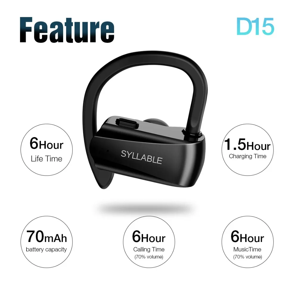 Слог D15 bluetooth V5.0 наушники шумоподавление слог гарнитура для мобильного телефона