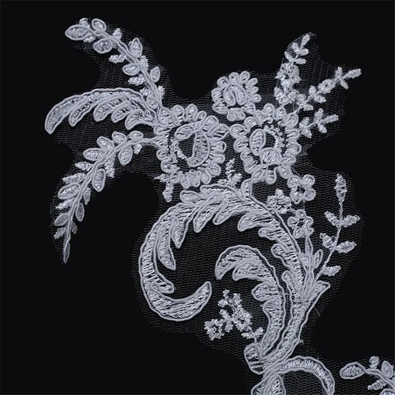 3Pcs White Ivory European Wedding Dress Tail Skirt Accessories Cording Sewing Patches Lace Applique Flower Trims DIY Craft 30X16 | Дом и сад