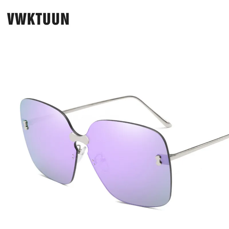 

VWKTUUN Rimless Sunglasses Women Men Oculos Square Shades UV400 Points Oversized Sun glasses For Female Mirror UV400 Oculos