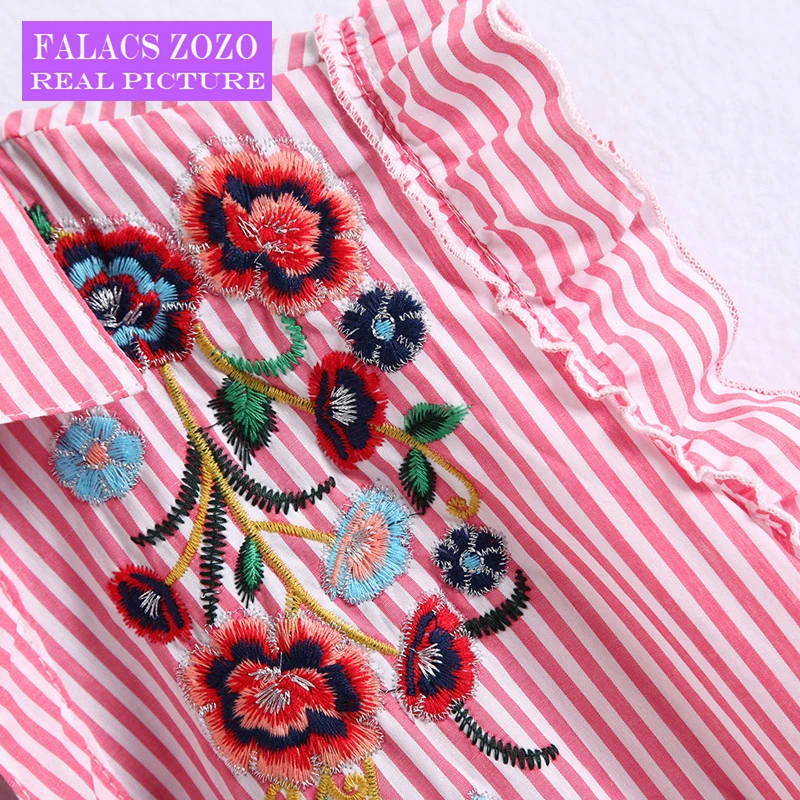 Falacs zozo на лето и весну boheimian сладкий Prairie Chic Мода Fit And Flare Вышивка в полоску без