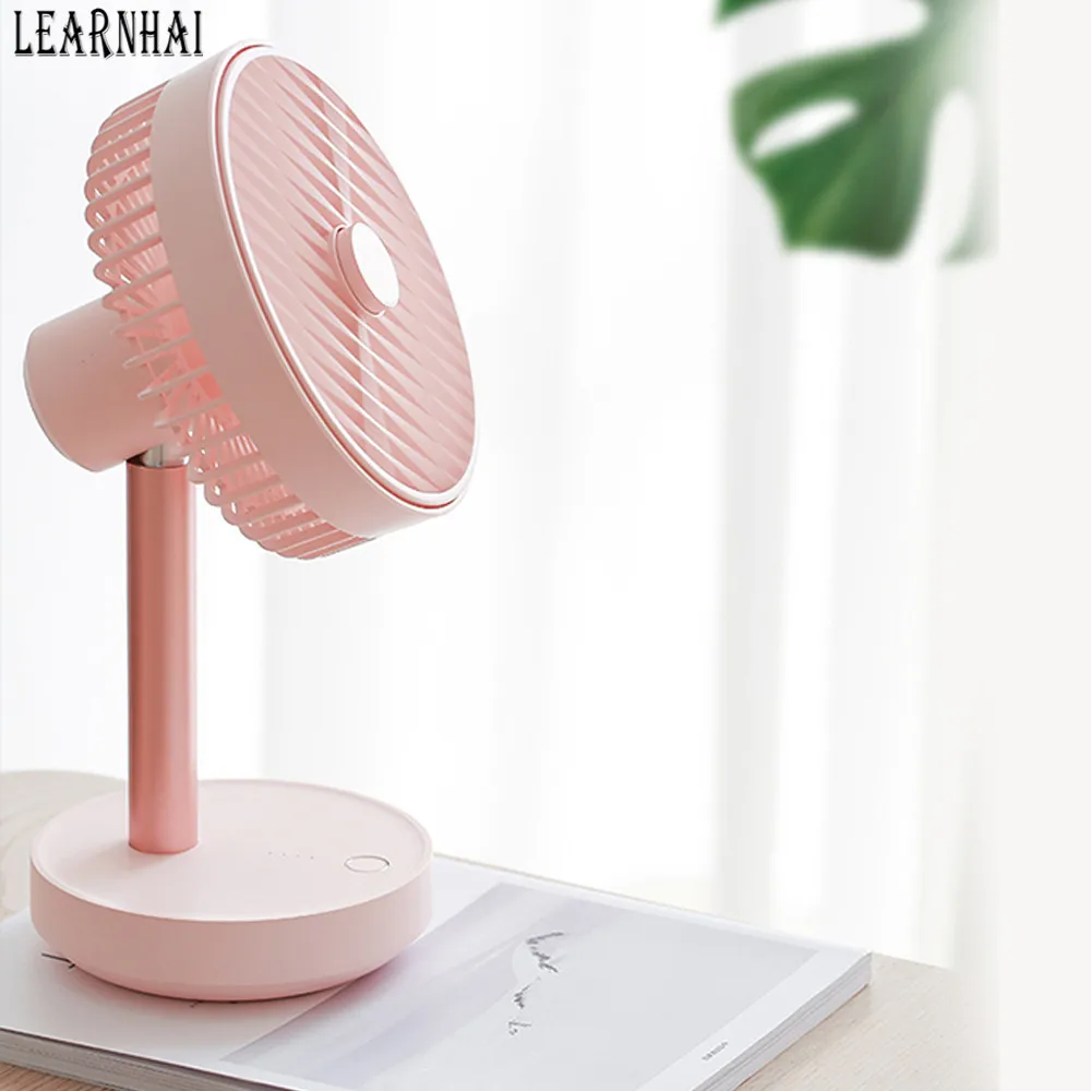 Pink LEARNHAI P20 4-Скорость Регулируемый небольшой настольный бесшумный вентилятор USB DC 5V В комплект входят 3 лезвия кулер с 4000 мА/ч, Перезаряжаемые литиевая батарея - Цвет: Pink
