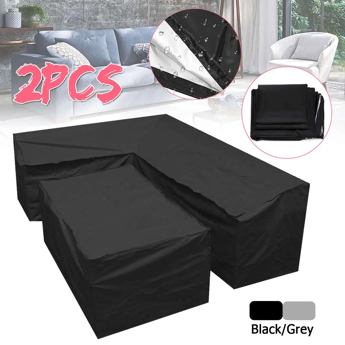 L Shape Dustproof Furniture Cover Waterproof Outdoor Sectional Rain Dust Cover Wicker Corner Sofa Couch Covers All-Purpose Cover