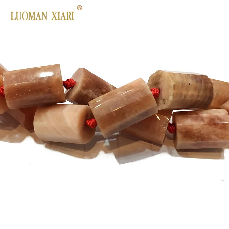 100% Natural Sunstone Cylindrical Shaped Facted Stone Beads For Jewelry Making DIY Bracelet Necklace Size 11*16 mm Strand 15&quot |