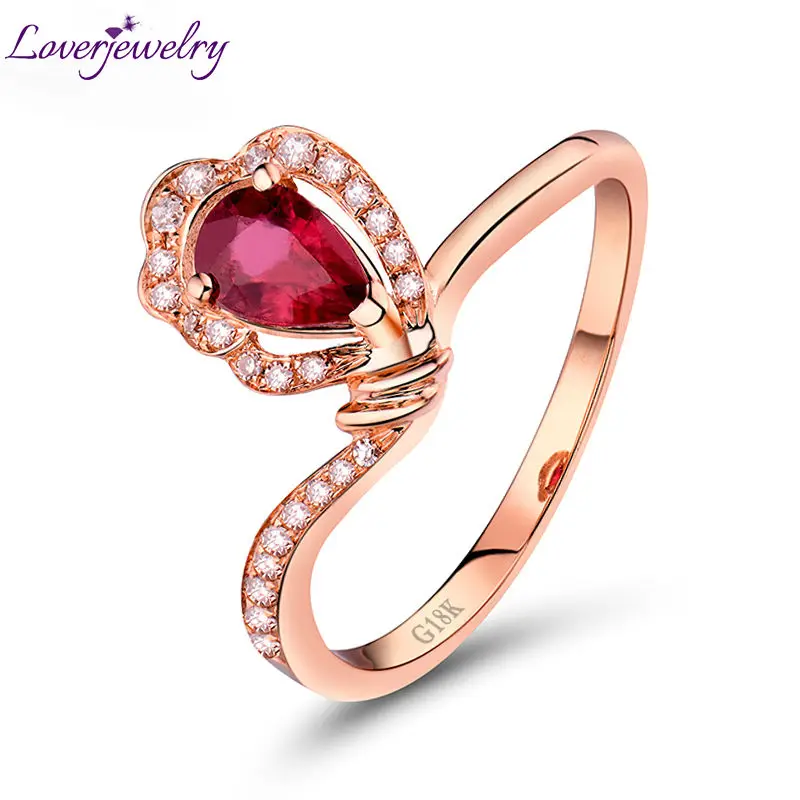 Женское кольцо с натуральным Рубином LOVERJEWELRY обручальное из розового золота 18