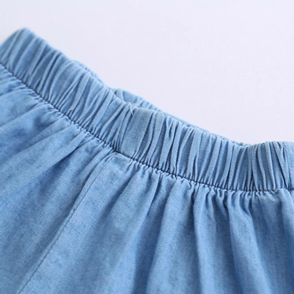 SAGACE/летние комплекты для маленьких девочек Одежда джинсовый кружевной жилет