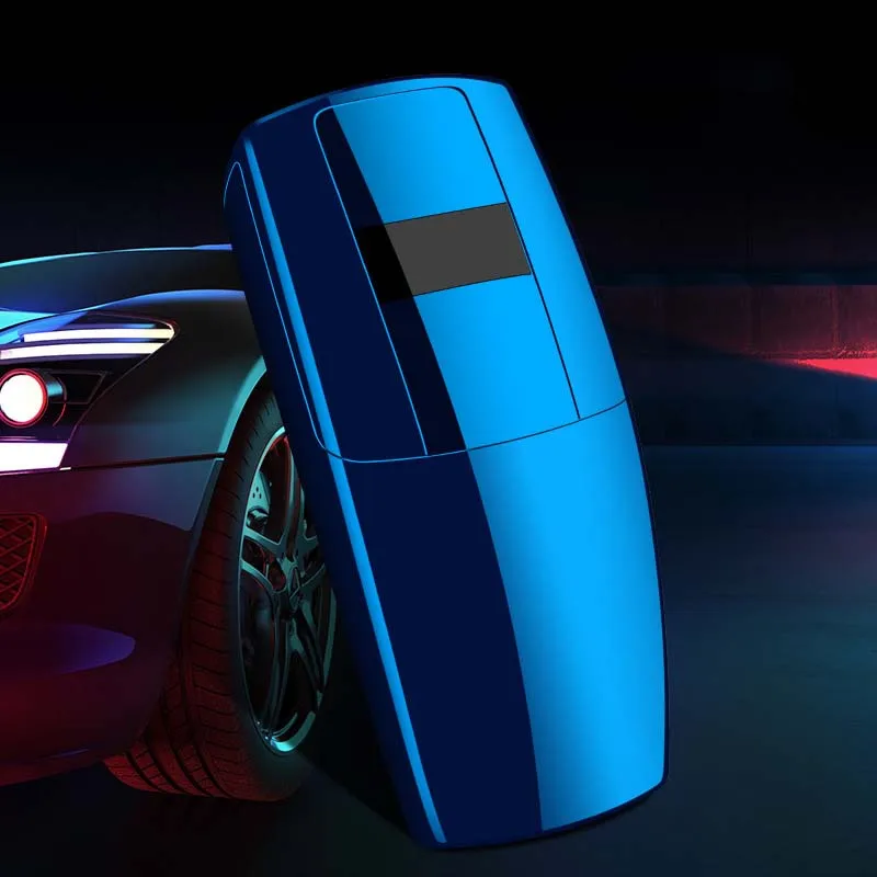 blue Модная Зажигалка Ветрозащитная зарядка через Usb двойная дуговая зажигалка с дисплеем питания кнопочный переключатель электронные зажигалки принадлежности для курения - Цвет: blue