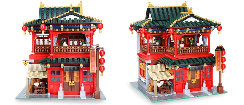 Горячий вид на улицу города Chinatown Juxian Ресторан Moc строительные блоки рикша