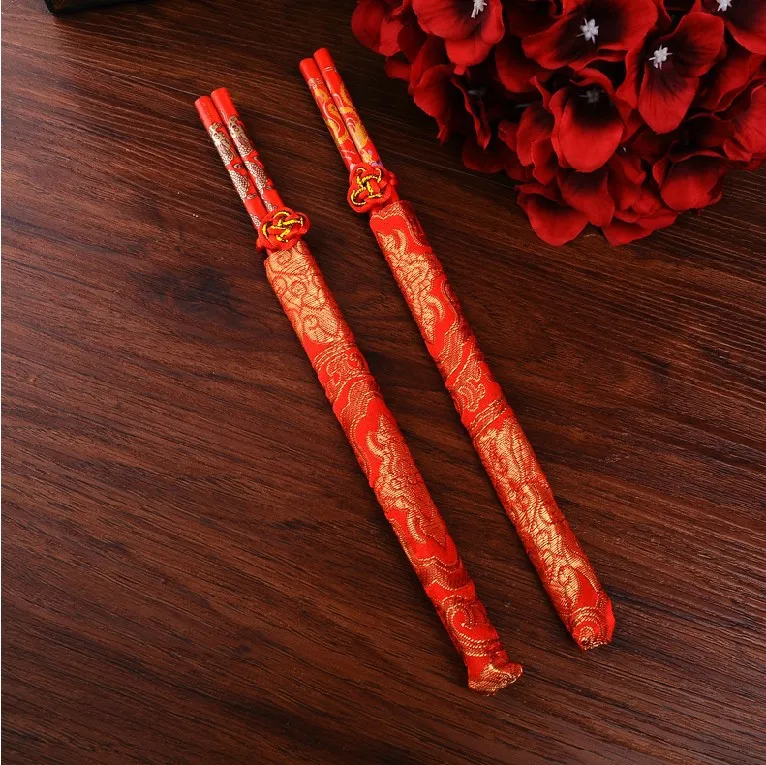 Hot sell 500pcs/lot Wood Chinese chopsticks printing both the Double Happiness and Dragon Wedding favor | Дом и сад