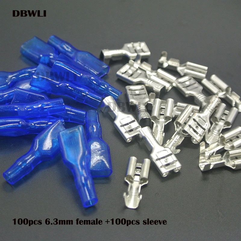 200pcs 6.3mm B tin 200 шт. 6,3 мм провода разъемы обжимные клеммы обжимной Женский Мужской Лопата клеммы с красными синими изоляционными рукавами - Цвет: 200pcs 6.3mm B tin