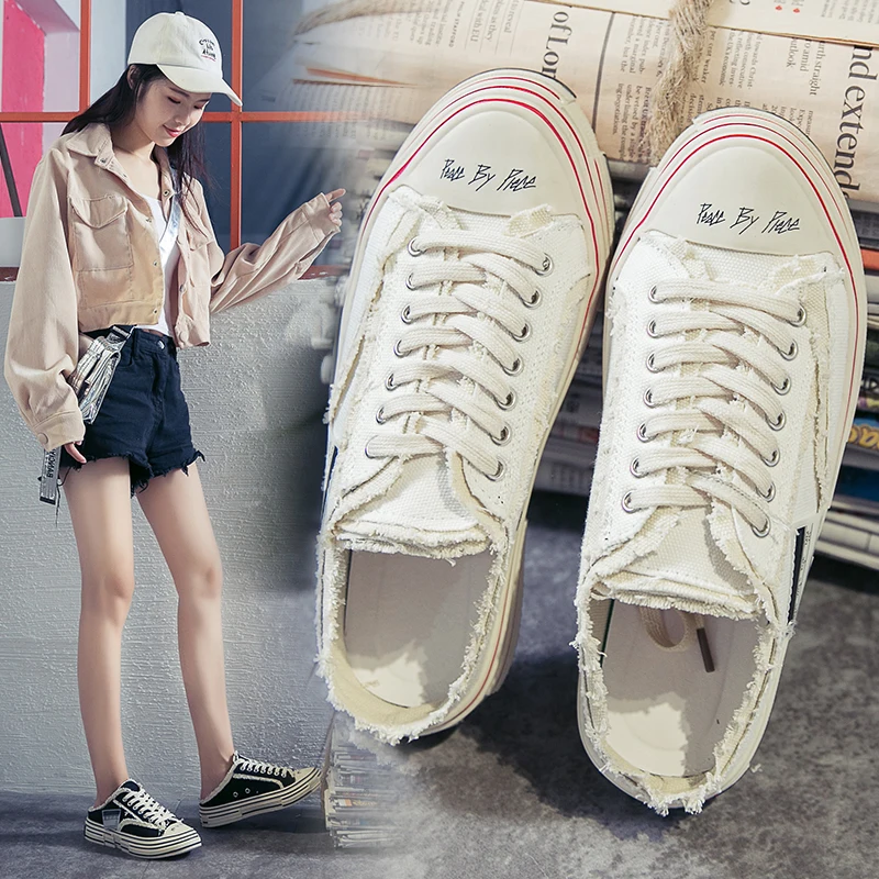 Кроссовки женские с низким верхом дизайнерские холщовые туфли на толстом