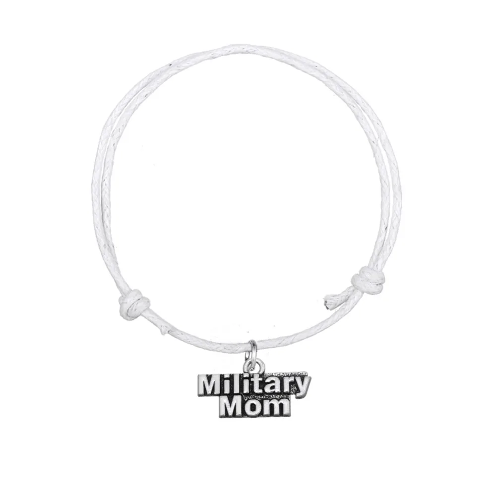 Teamer DIY Colorful Adjustable Waxed Cord Bracelets Pendant with Message Military MOM best gifts 5pcs/lot | Украшения и