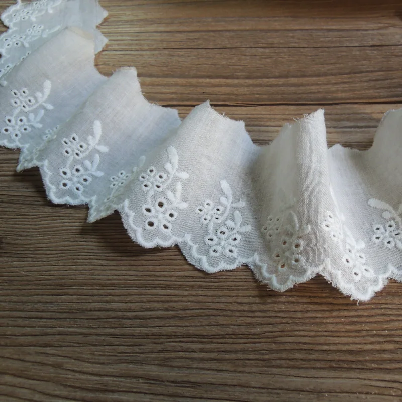 cotton fabric cut out embroidery wave edge lace 6cm clothes accessory home textile table curtain trim headwear ribbon retro DIY | Дом и сад