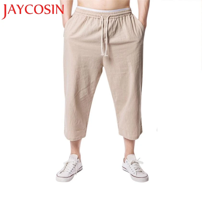 JAYCOSIN Новинка 2018 мужские спортивные льняные повседневные свободные брюки с
