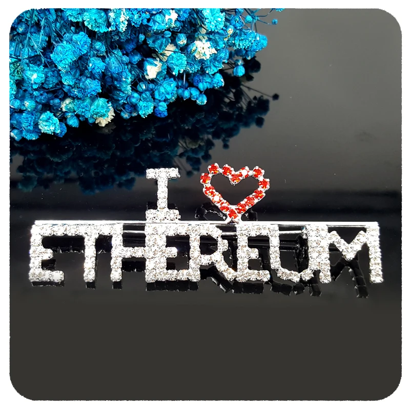 

Handmade Blingbling Brooch Gift "I Love ETHEREUM" Word Pin to ETH Fans