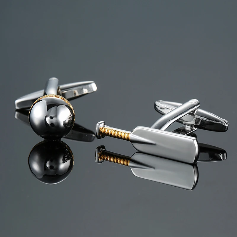 Hockey Gold And Silvery Cufflinks Fashion Men's French Shirt Cufflink Free Shipping