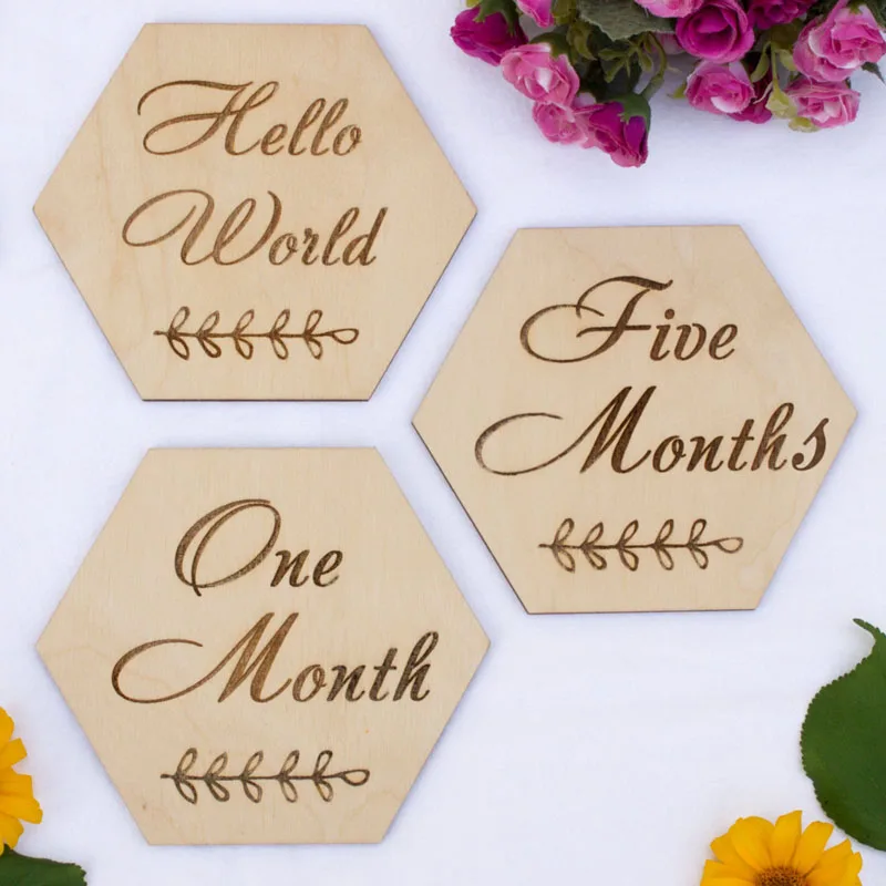 Деревенские деревянные магниты для сохранения даты Детские вехи и знаки