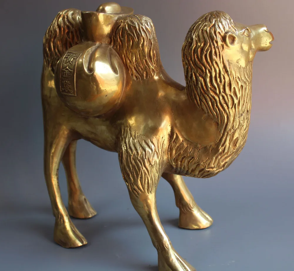 Фэншуй латунь богатство деньги благоприятная пустыня верблюд статуя лама | Дом и