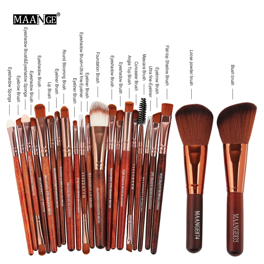 MAANGE Pro, 22 шт., набор кистей для макияжа, косметическая пудра, Тональная основа, румяна, тени для век, подводка для глаз, Кисть для макияжа, инструмент для макияжа