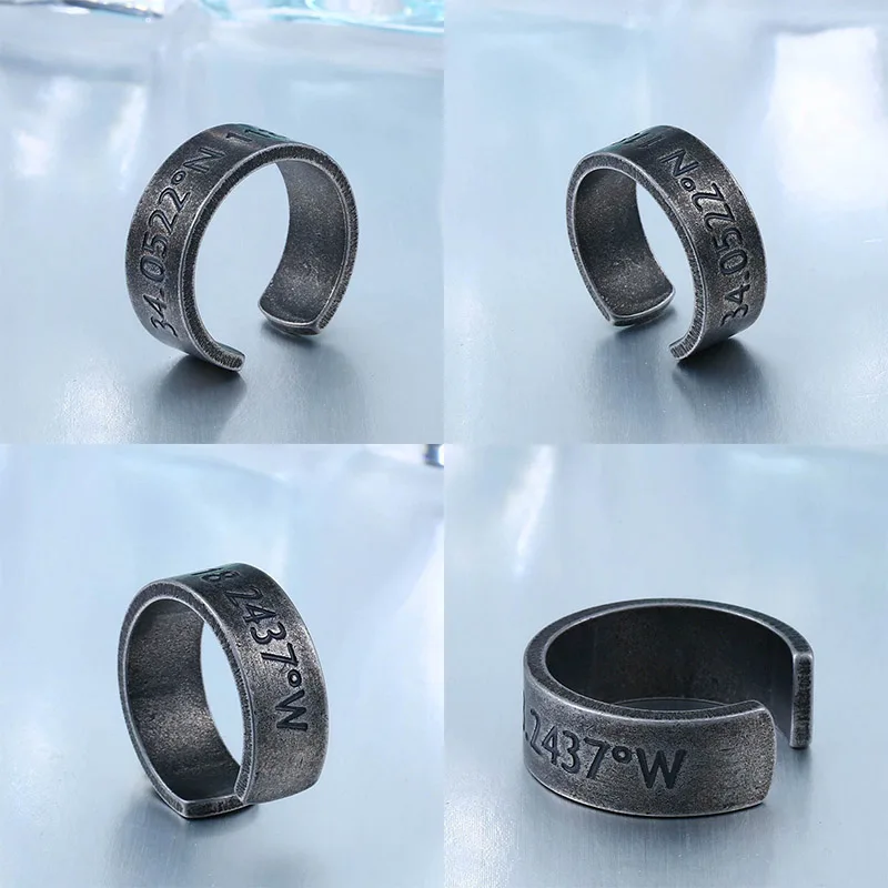 Мужское Винтажное кольцо BEIER из нержавеющей стали с открытым манжеты в стиле