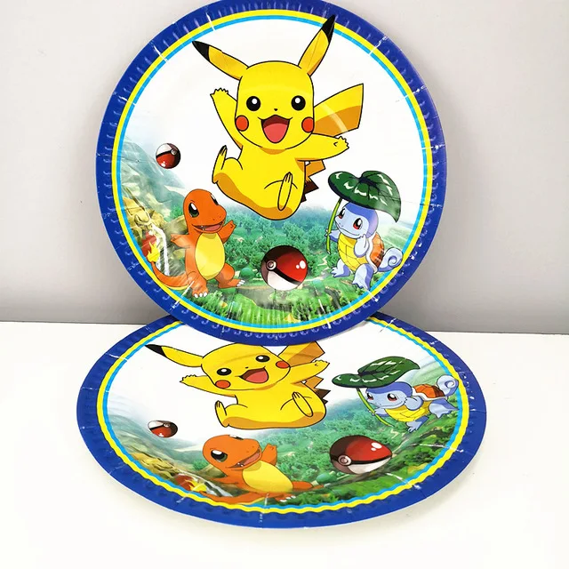 Для 10 детей Pokemon Go одноразовые бумажные стаканчики покрытие стола тарелка нож