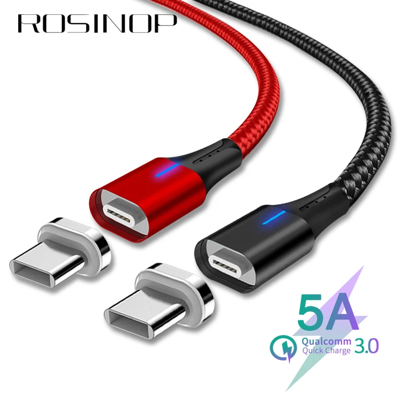 Rosinop 5A супер зарядный Магнитный кабель для huawei p30 pro p20 USB Type C mate 20 9 10 manyetik sarj
