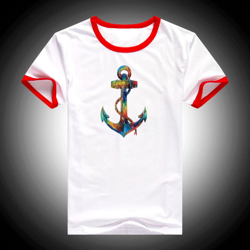 Футболка женская летняя в готическом стиле с акварельным принтом якоря | Женская