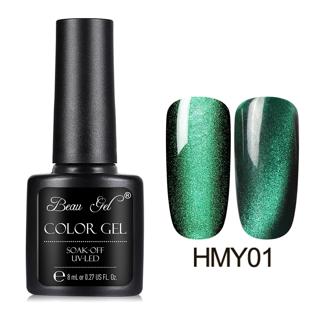 

Beau Gel 6pieces Wide Line Cat Eye Gel Nail Polish Soak Off UV LED Gel Lacquer Semi Permanent Magnetic Hybrid Varnish 8ml