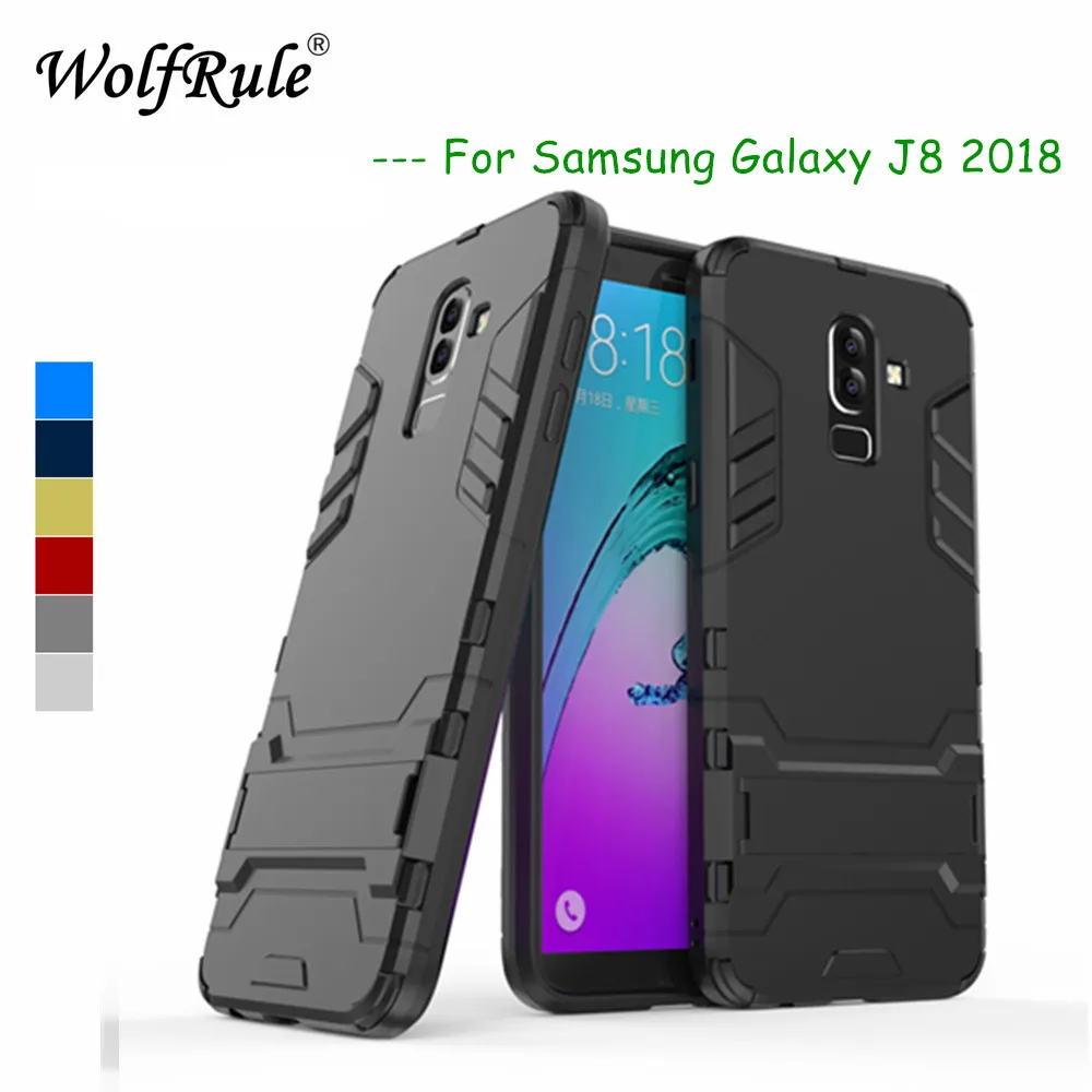 

WolfRule sFor Case Samsung Galaxy J8 2018 Cover Rubber + Hard Plastic Kickstand Back Case For Samsung Galaxy J8 2018 Fundas