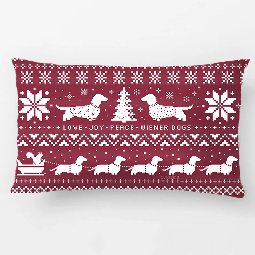Любовь Радость мир Винер собаки Рождество пледы Наволочка декоративная
