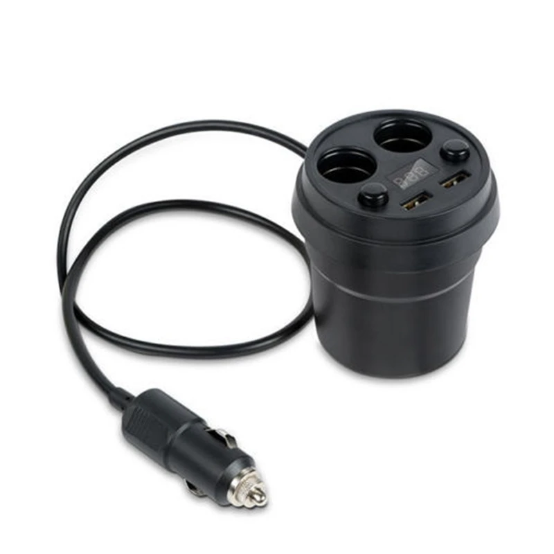 

Cup Car Charger Multi-function Display Voltage 3.1A 2 USB Car-charger DC12-24V Cigarette Lighter Splitter For GPS DVR Charge