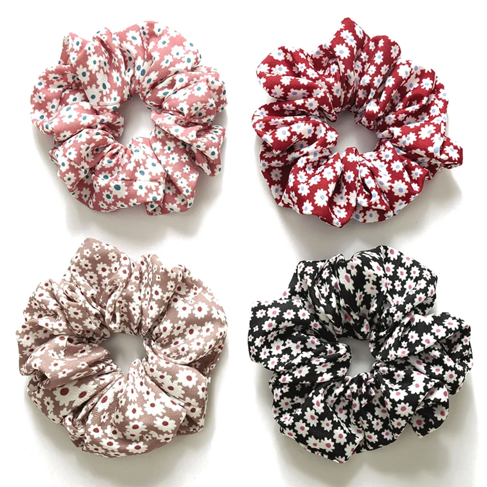 1PC Sweet Flowers Hair Rope Ties Elastic Bands DIY Women Girls Floral Printed Scrunchies Ponytail Holder Accessories |