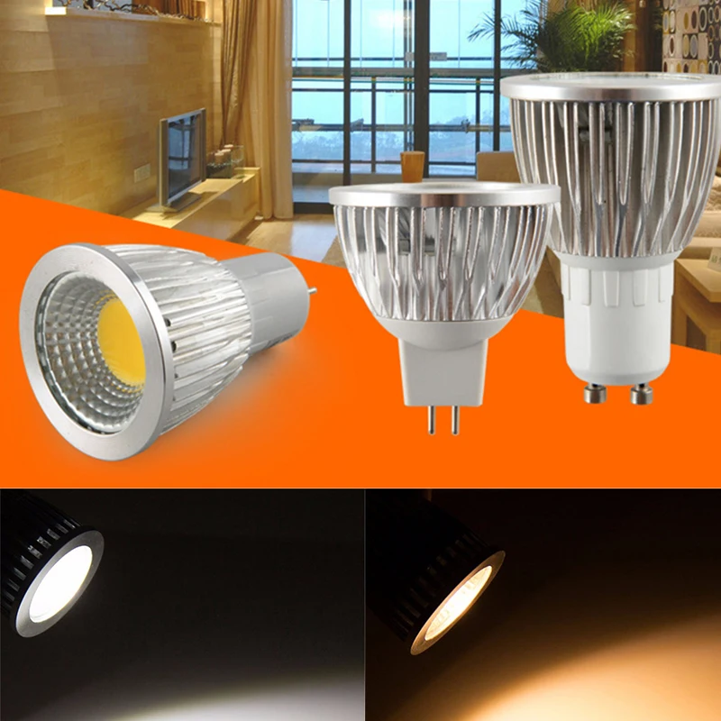 Яркий Светодиодный точечный светильник 9W12W 15W 18W 85 ~ 265V GU10 COB диммируемая