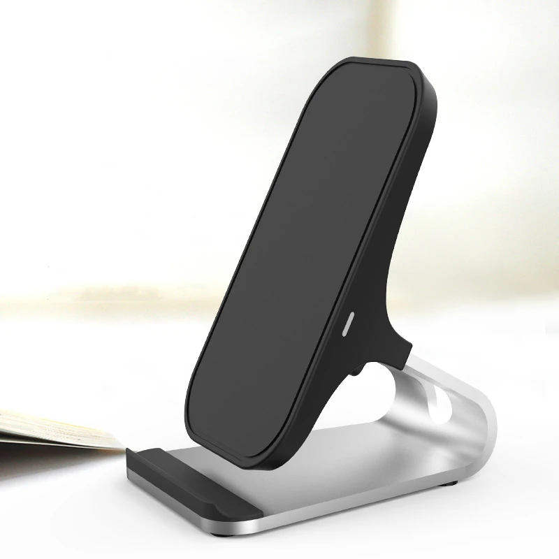 Silver Black Qi Беспроводное зарядное устройство для iPhone XS XR X 8 8Plus 10 Вт беспроводное быстрое зарядное устройство подставка держатель для телефона для Samsung gs9 S8 S7 S6 Edge Note 8 - Цвет: Silver Black