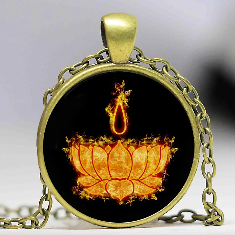 Новая мода ручной работы Hinduism ювелирные изделия хинди Лотос стекло кабошон кулон