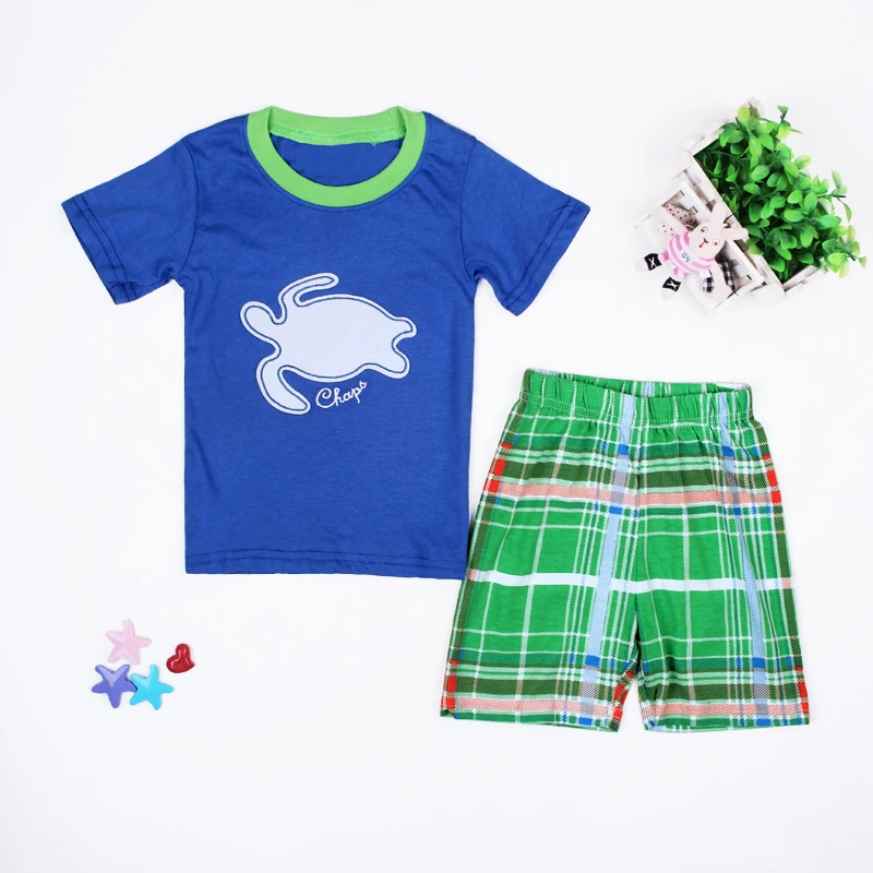 Boys Casual Summer Clothing Set Children's Sports Sets Short Sleeve T-shirt+ Plaid Shorts 2PCS Kids Homewear Clothes DS30 |