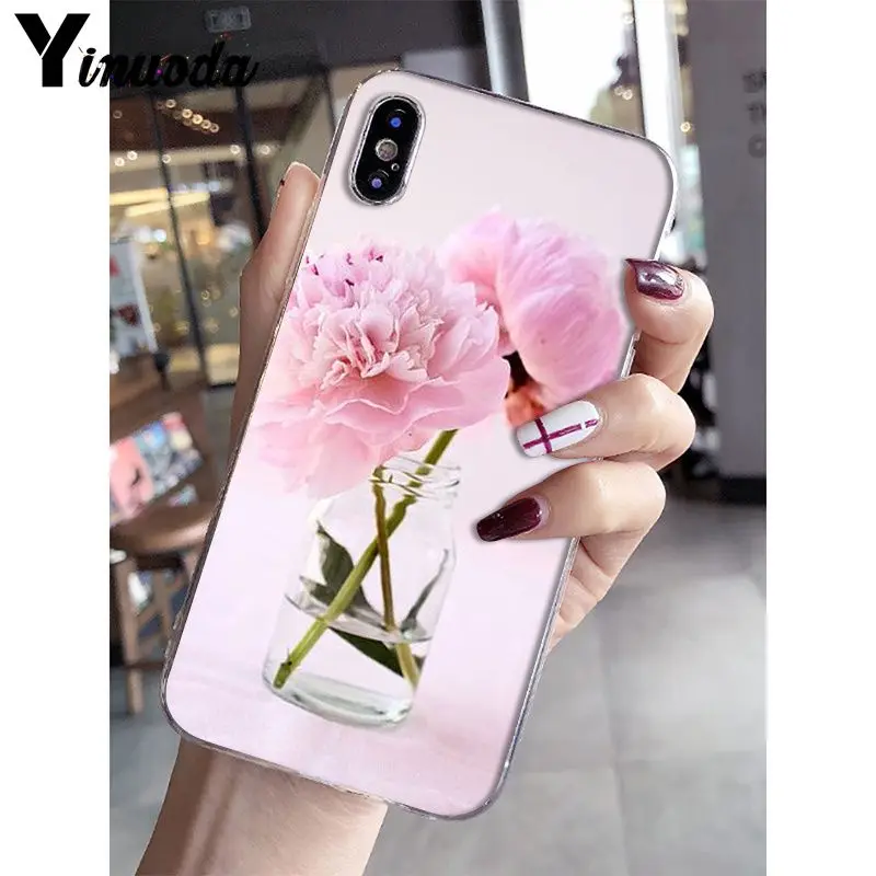 Yinuoda розовый цветок пион на вазе узор ТПУ мягкий чехол для телефона для Apple iPhone 8 7 6 6S Plus X XS MAX 5 5S SE XR чехол