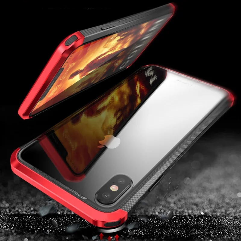 Tongdaytech металлический бампер чехол для Iphone XS MAX XR X ультра тонкий чехол из закаленного стекла Funda Coque чехол PC чехол для Iphone X XS XR