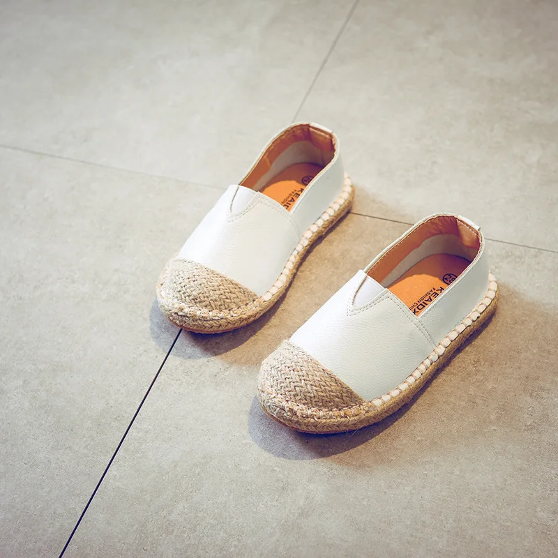 CNFSNJ/ г.; модная обувь на плоской подошве для девочек; обувь в рыбацком стиле; удобная Осенняя детская обувь на плоской подошве для девочек; кожаная обувь; цвет черный, белый
