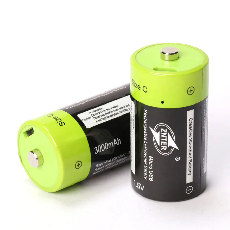 ZNTER 1,5 V 3000mAh USB перезаряжаемая батарея размер C Заряженная Lipo литий-полимерная батарея универсальная микро usb зарядка батареи