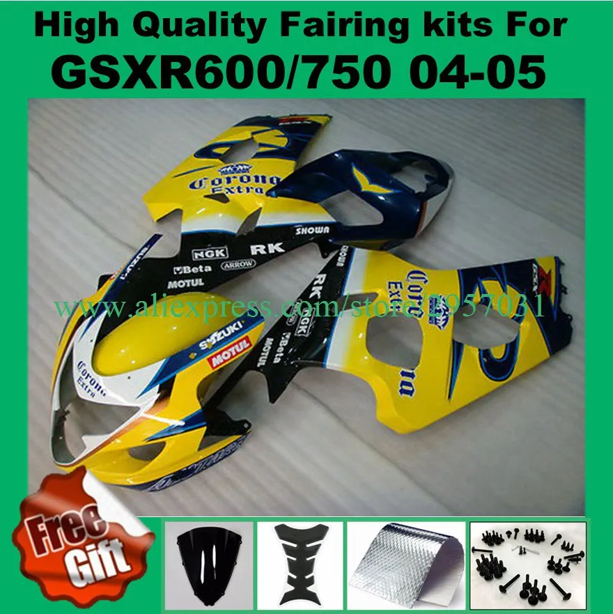 

100%Fit Fairing kit for GSXR600 GSXR750 04 05 SUZUKI GSXR600 750 2004 2005 ABS fairings K4 K5 injection mold bodywork