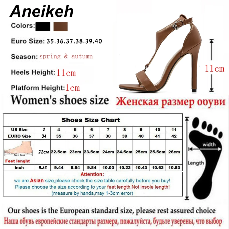 Aneikeh новые коричневые сандалии на шпильках с открытым носком для женщин летние