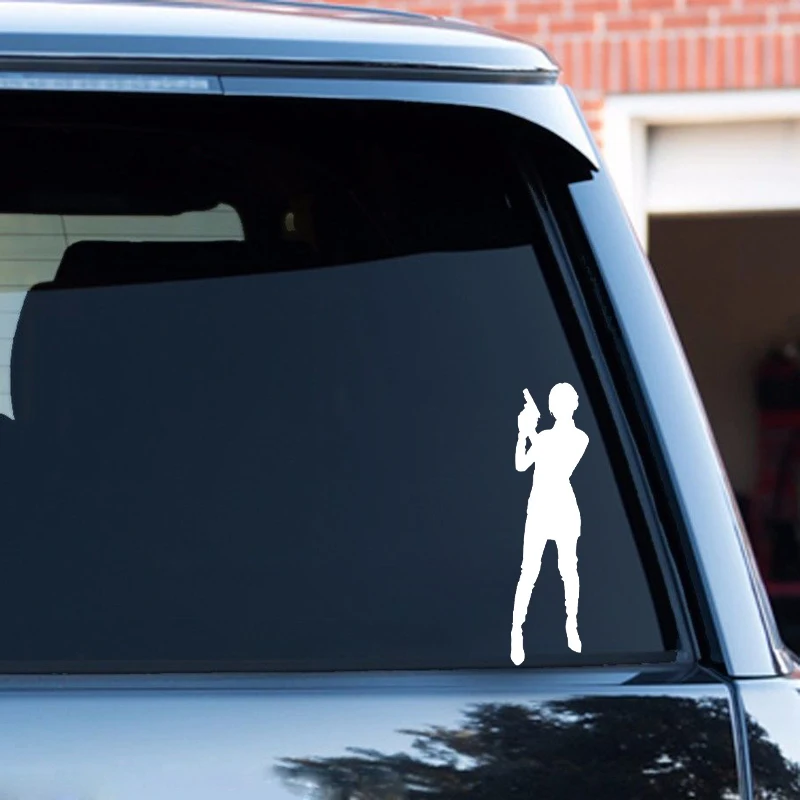 YJZT 4.4*15.9CM Interesting Sexy Girl Woman Gun Graphic Car Sticker Black Window Accessories Vinyl C12-0358 | Автомобили и