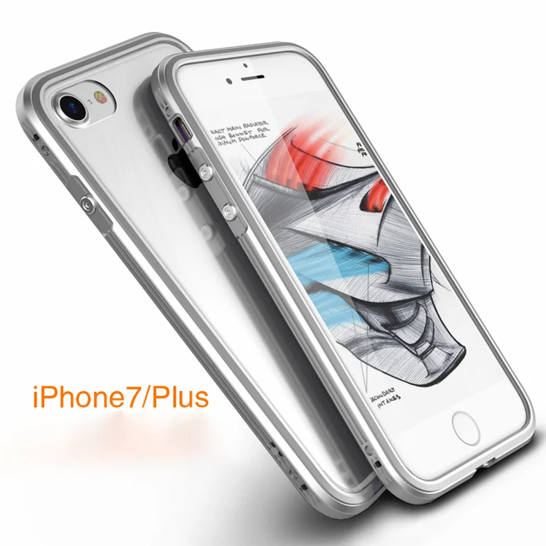 Роскошный металлический бампер для iphone 7, чехол-накладка, прозрачная алюминиевая рамка, противоударный чехол для телефона для iphone 7 Plus, прозрачный металлический чехол - Цвет: silver