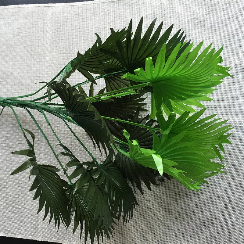 60cm 15 Leaf 60 см 15 листьев искусственный кокосовый веер пальмовое растение Дерево Свадебный дом церковь флорист мебель Декор без вазы Поддельные Листва Зеленый - Цвет: 60cm 15 Leaf