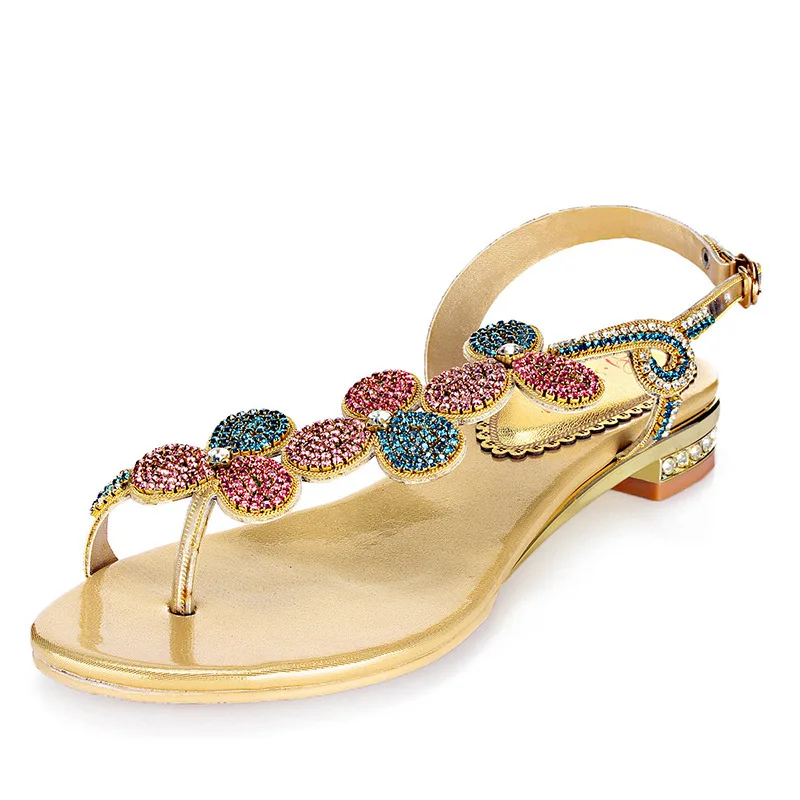 New Summer Style Sexy High Quality Elegant Women's Shoes Leather Heels Rhinestones Flip-Flops Sandals Casual Wedding Size 11