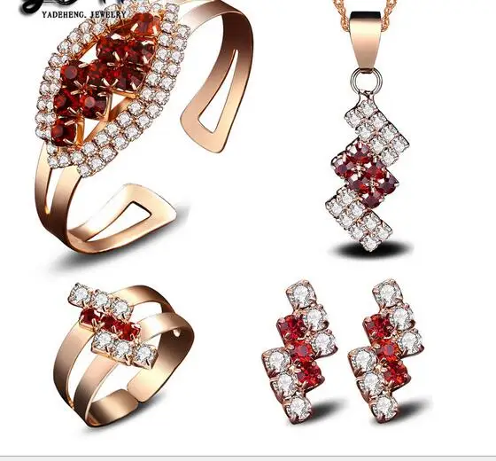 wholesale jewelry pendants Alloy color gem crystal necklace bracelet earrings ring Ms individuality set | Украшения и аксессуары