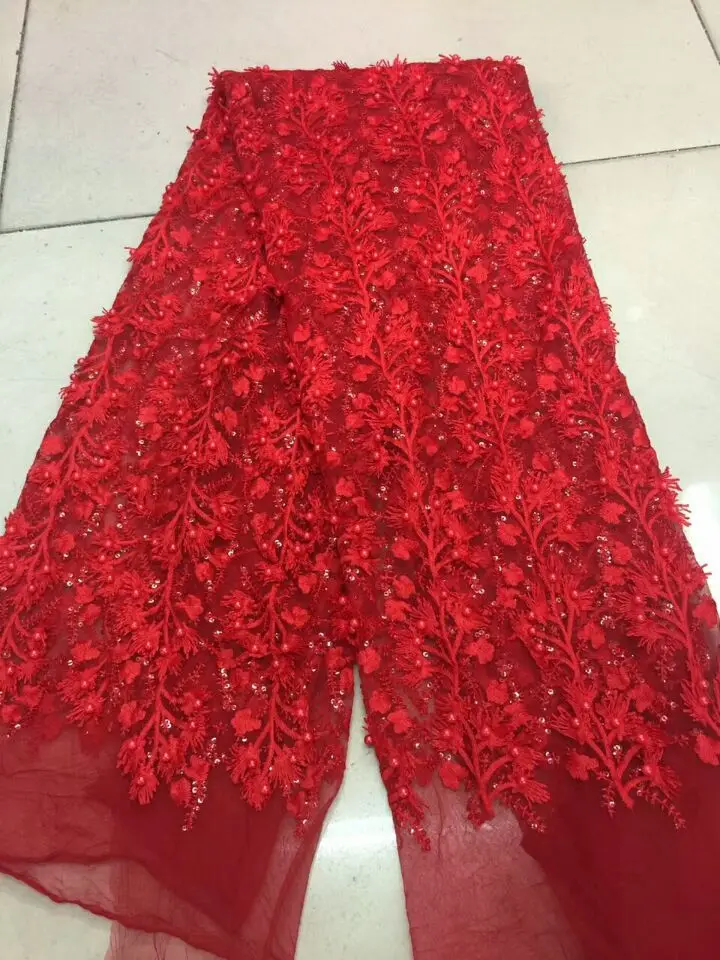 Французская кружевная ткань с бисером 2017 аппликация нигерийская для свадебных