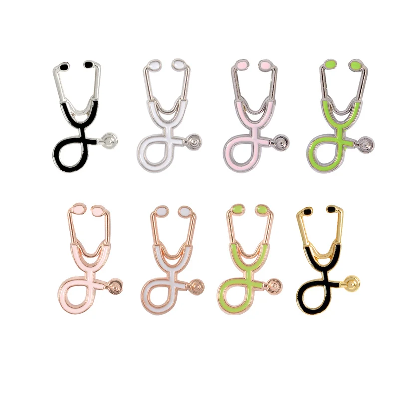

8 Style Brooch Doctor Nurse Dentistry Stethoscope Brooches Medical Jewelry Enamel Badges Denim Jackets Collar Pin Button Women
