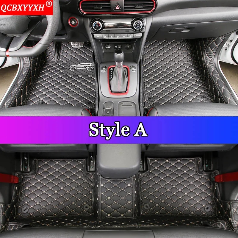 Style A QCBXYYXH автомобильный Стильный коврик для пола кожа все кожаный лоток ковер грузовой лайнер на заказ багажник ковер для hyundai Kona Encino - Название цвета: Style A